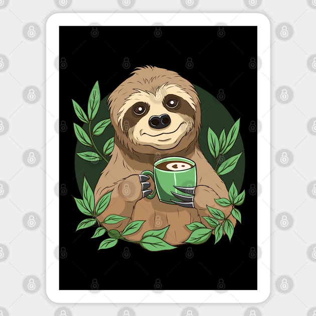 Cute Sloth With Coffee Magnet by micho2591